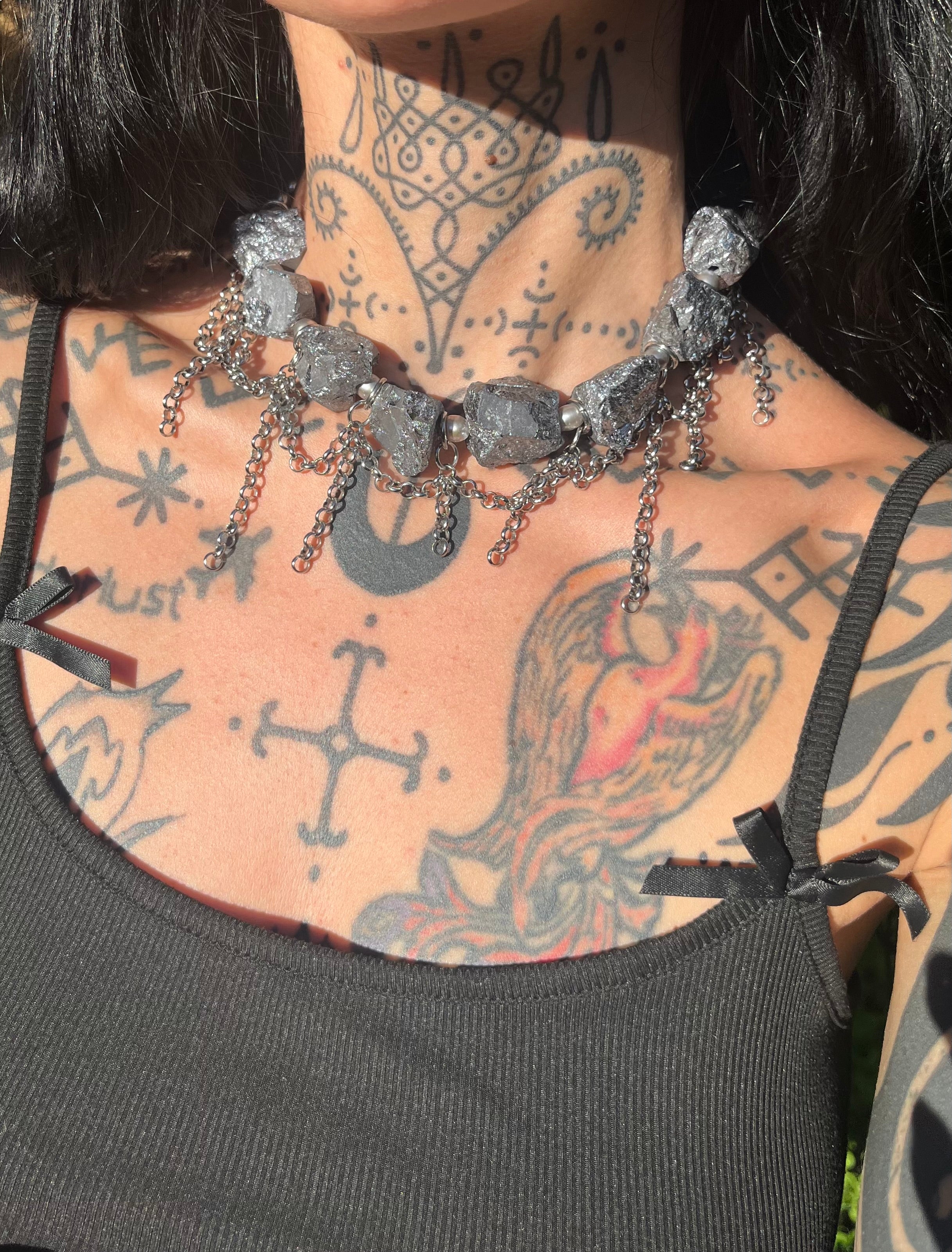 Ocean’s Relic — Raw Hematite Necklace