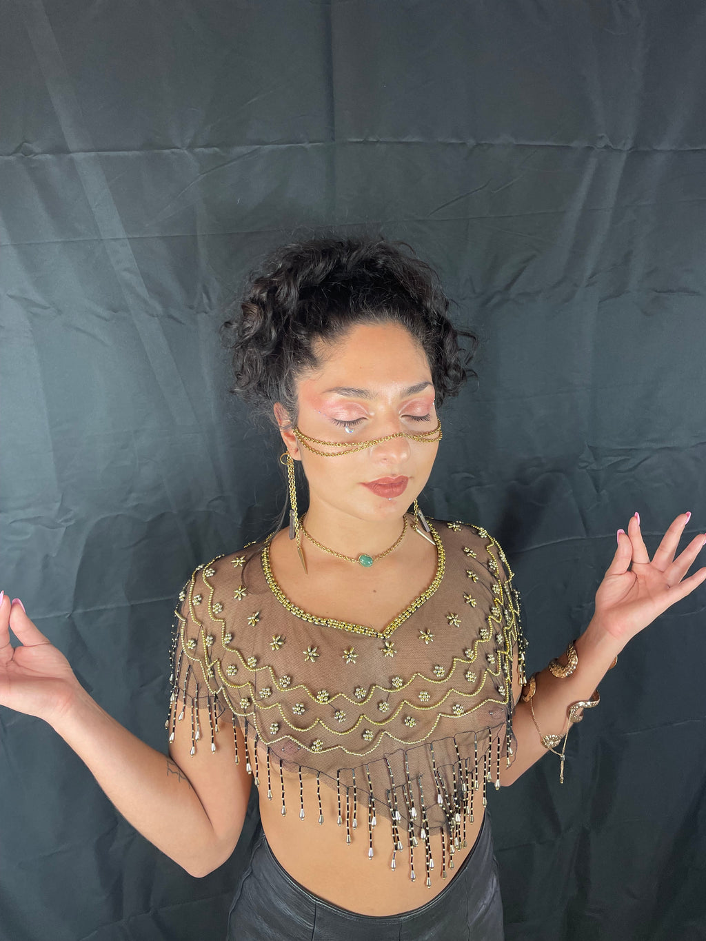 Golden face jewelry