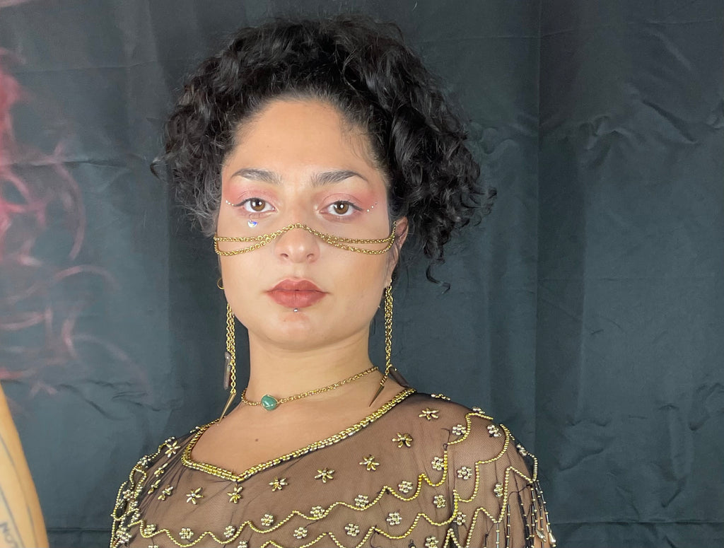 Golden face jewelry