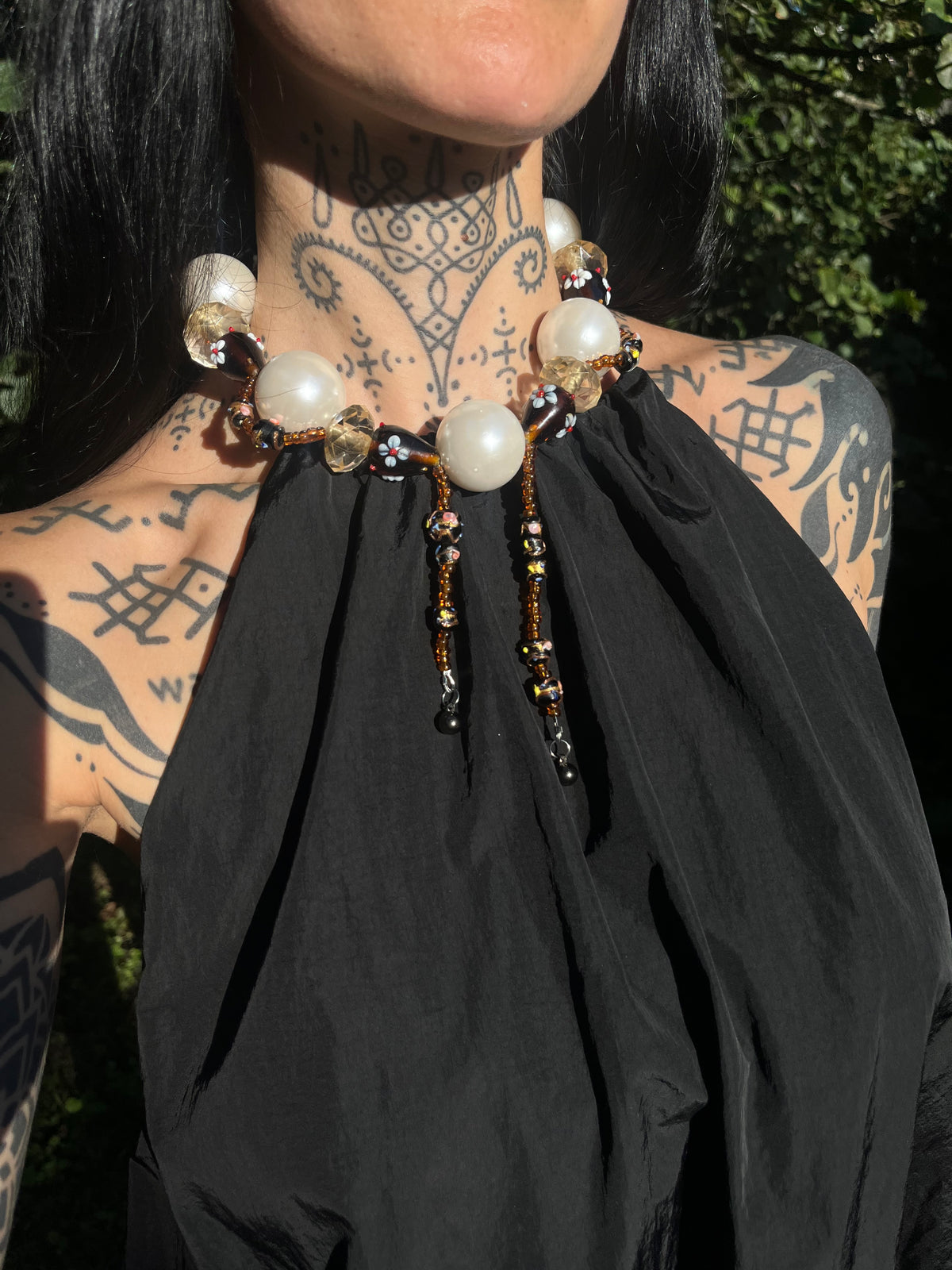 One-of-a-Kind Vintage Glass & Pearl Bead Necklace | Upcycled Vintage Jewelry
