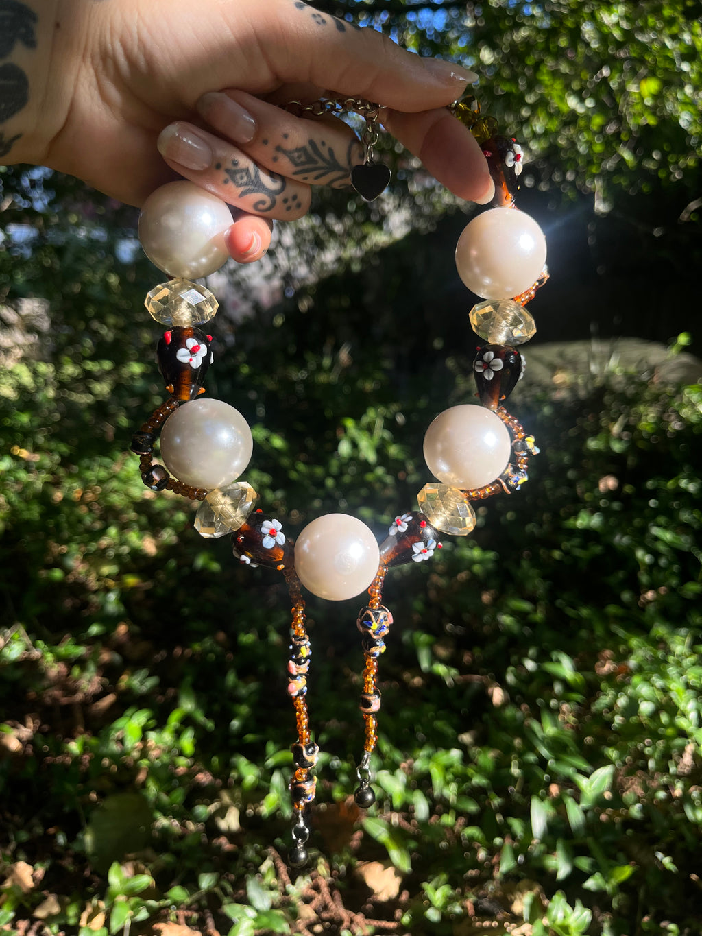One-of-a-Kind Vintage Glass & Pearl Bead Necklace | Upcycled Vintage Jewelry