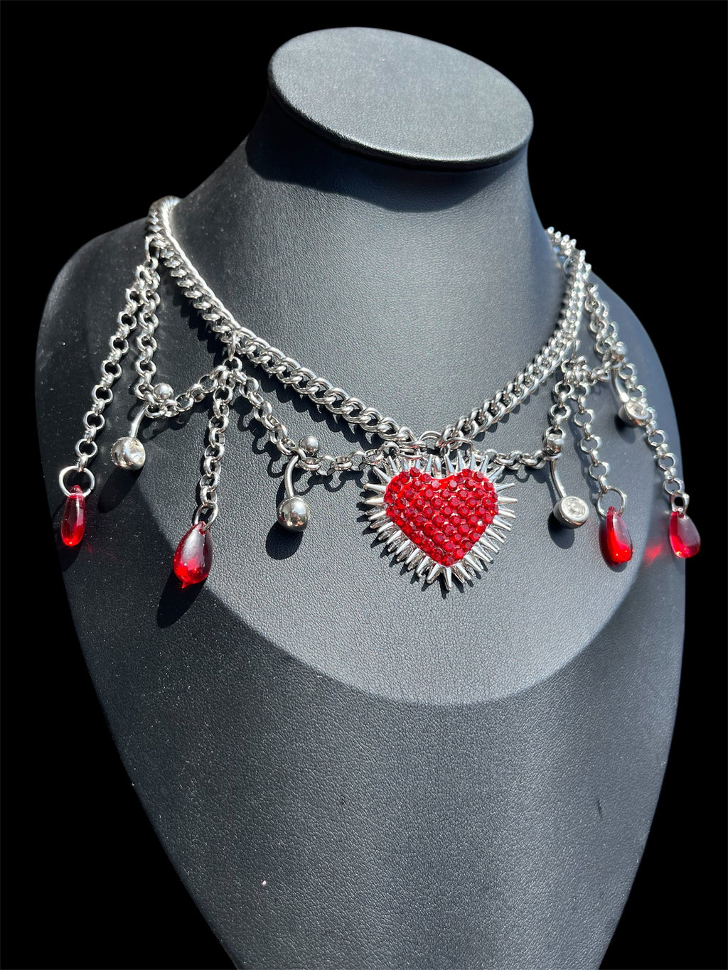 Spiky Red Heart necklace
