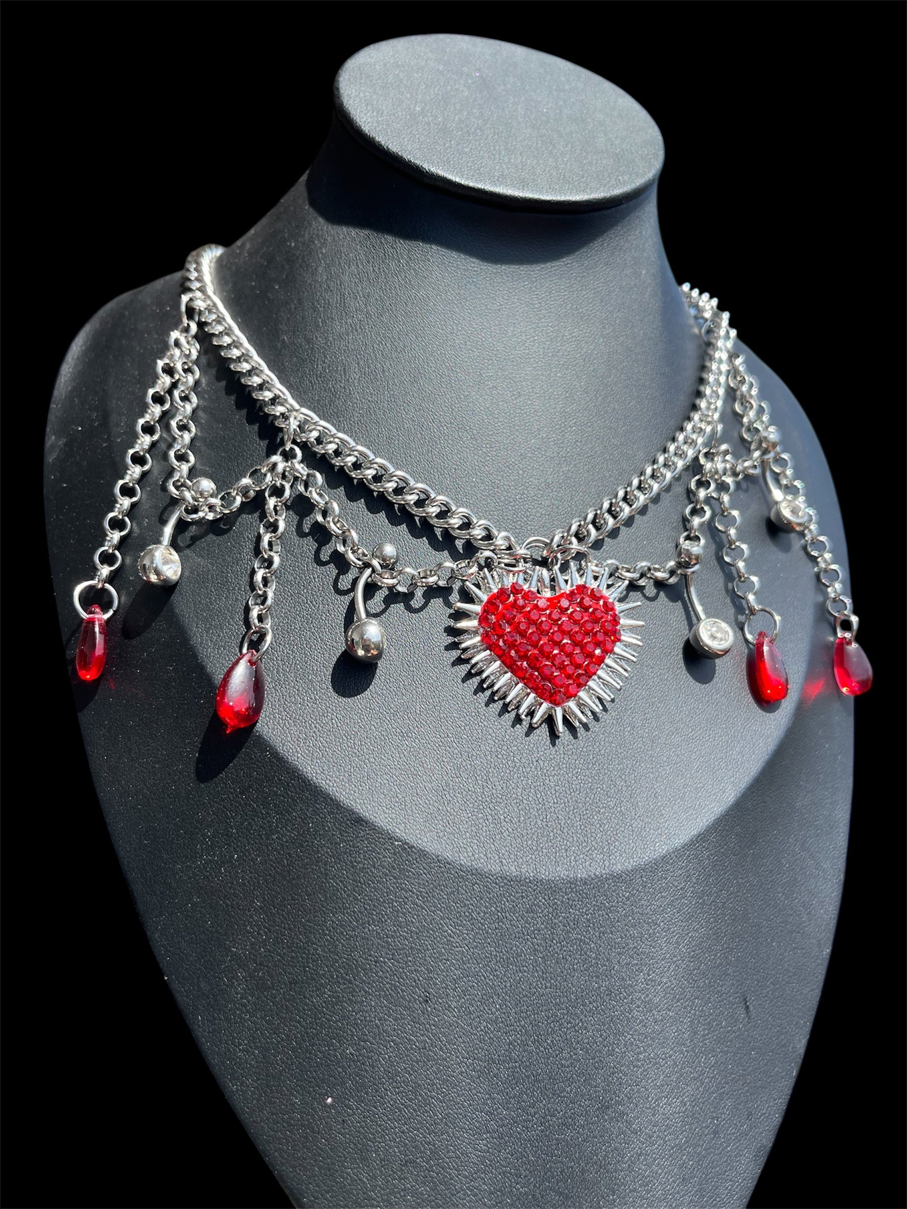 Spiky Red Heart necklace