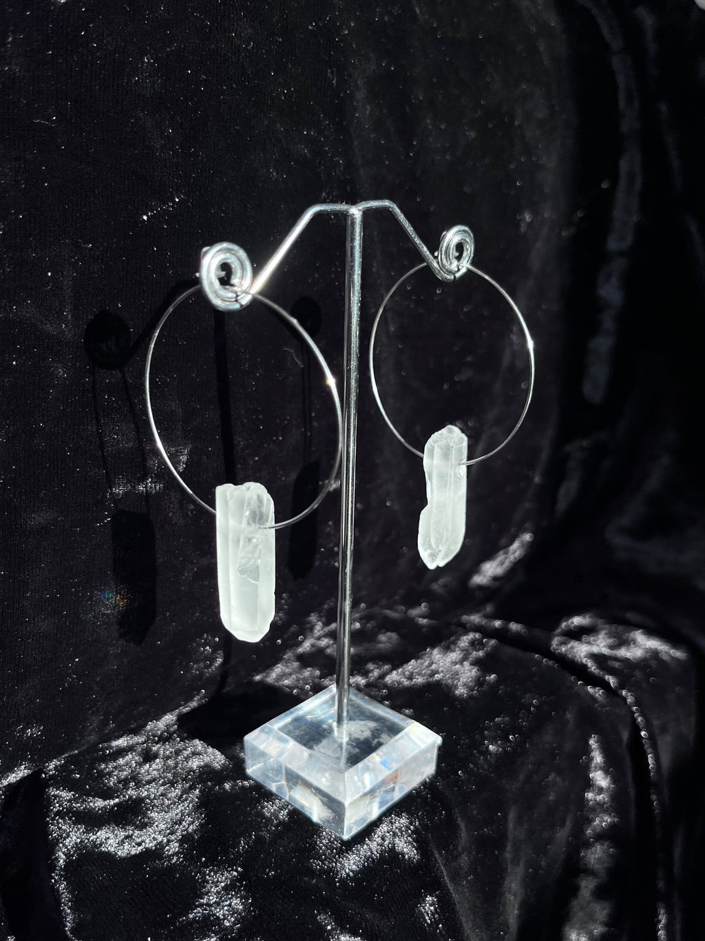 Quartz hoop earrings