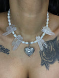 Pearl & Clear Quartz Heart Necklace