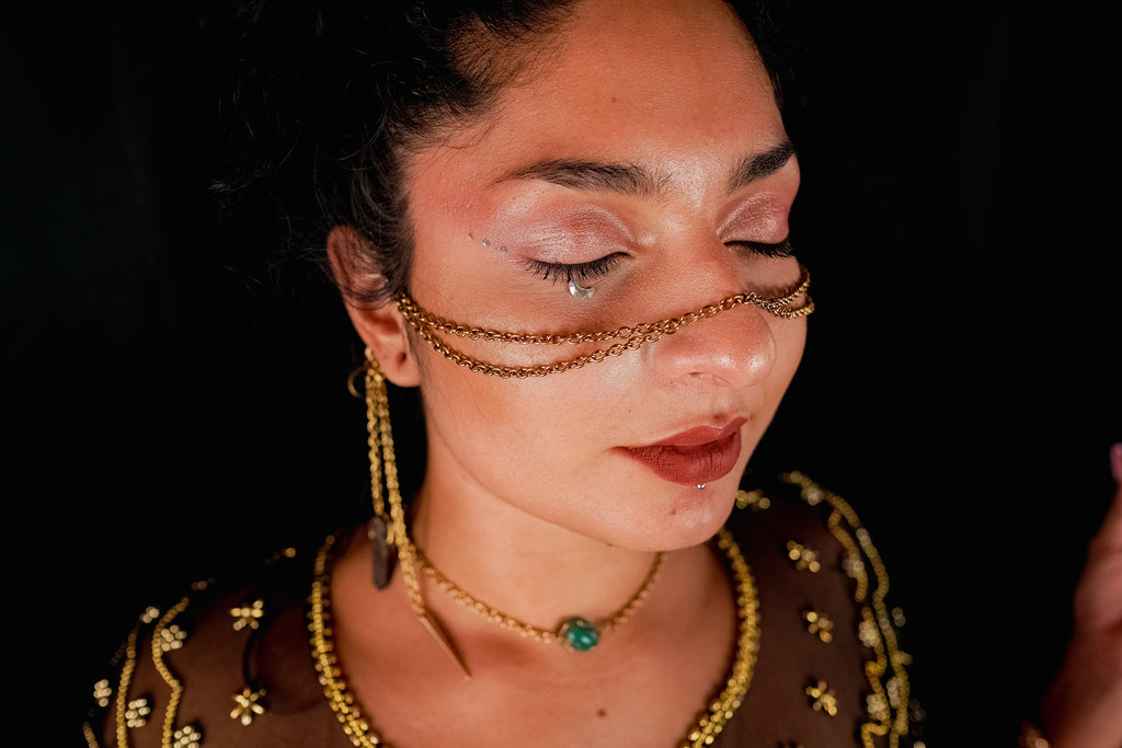 Golden face jewelry