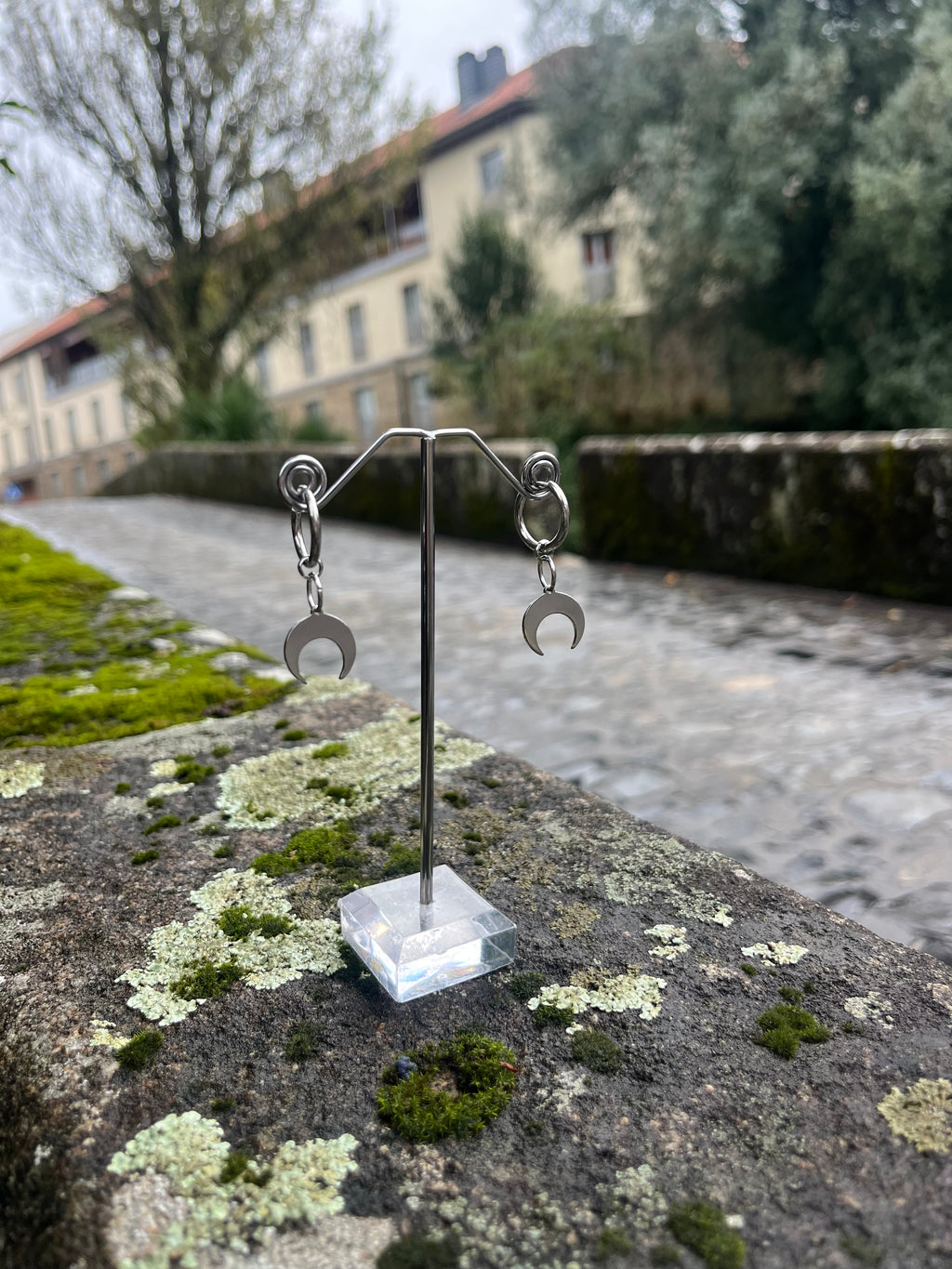 Stainless steel Moon hoops