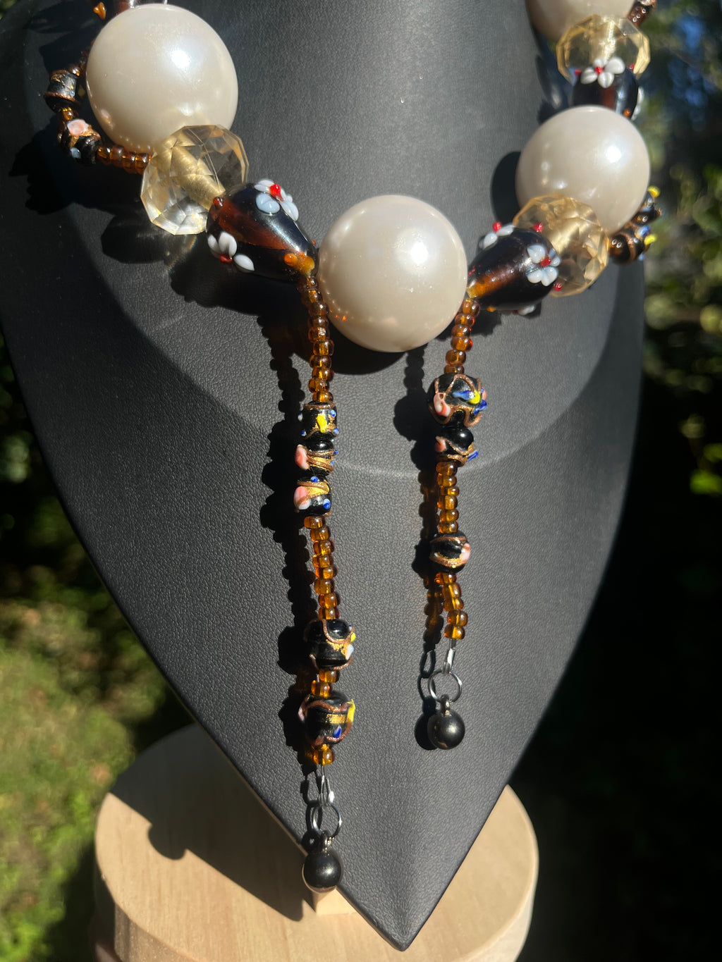 One-of-a-Kind Vintage Glass & Pearl Bead Necklace | Upcycled Vintage Jewelry