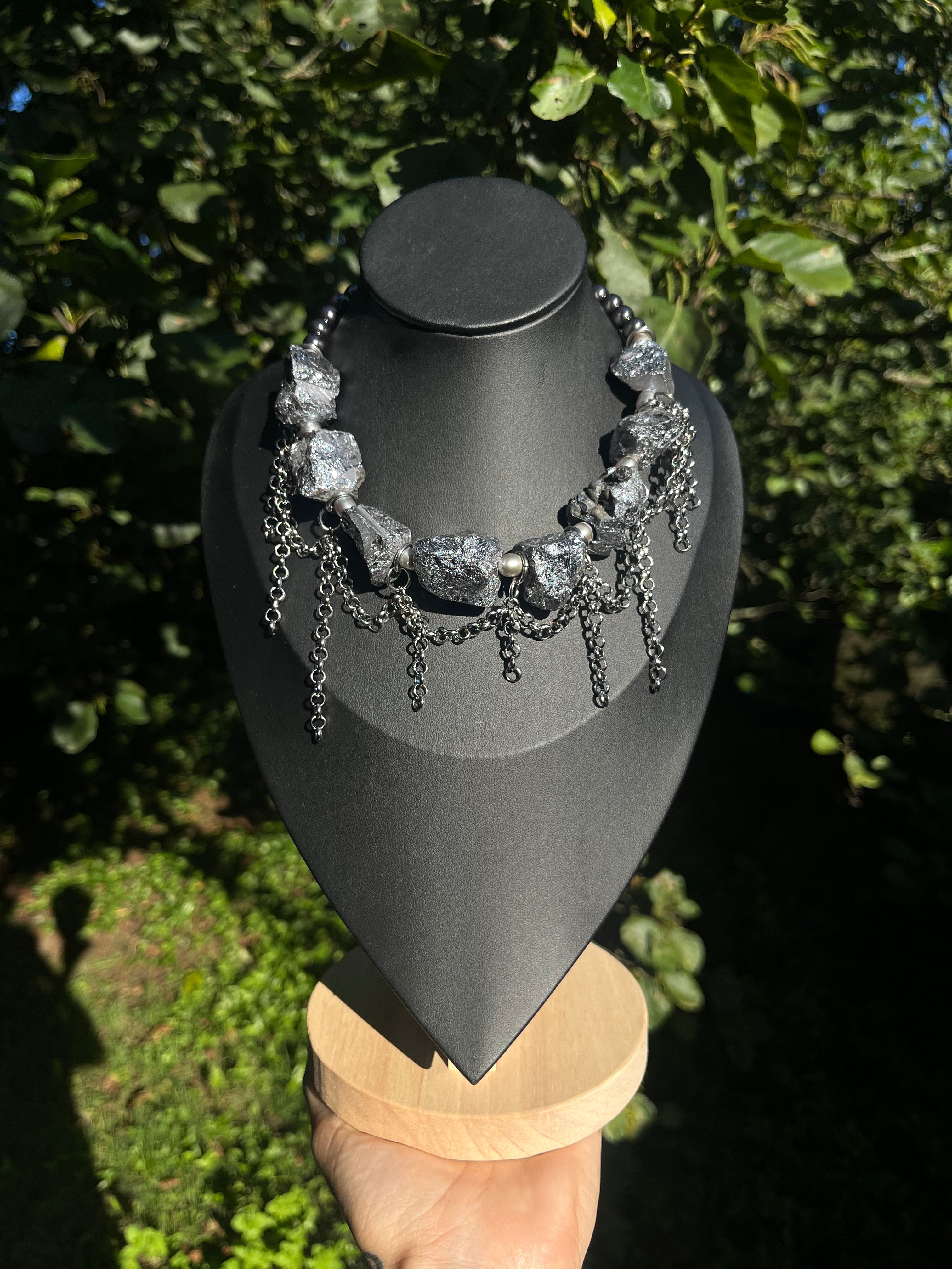 Ocean’s Relic — Raw Hematite Necklace