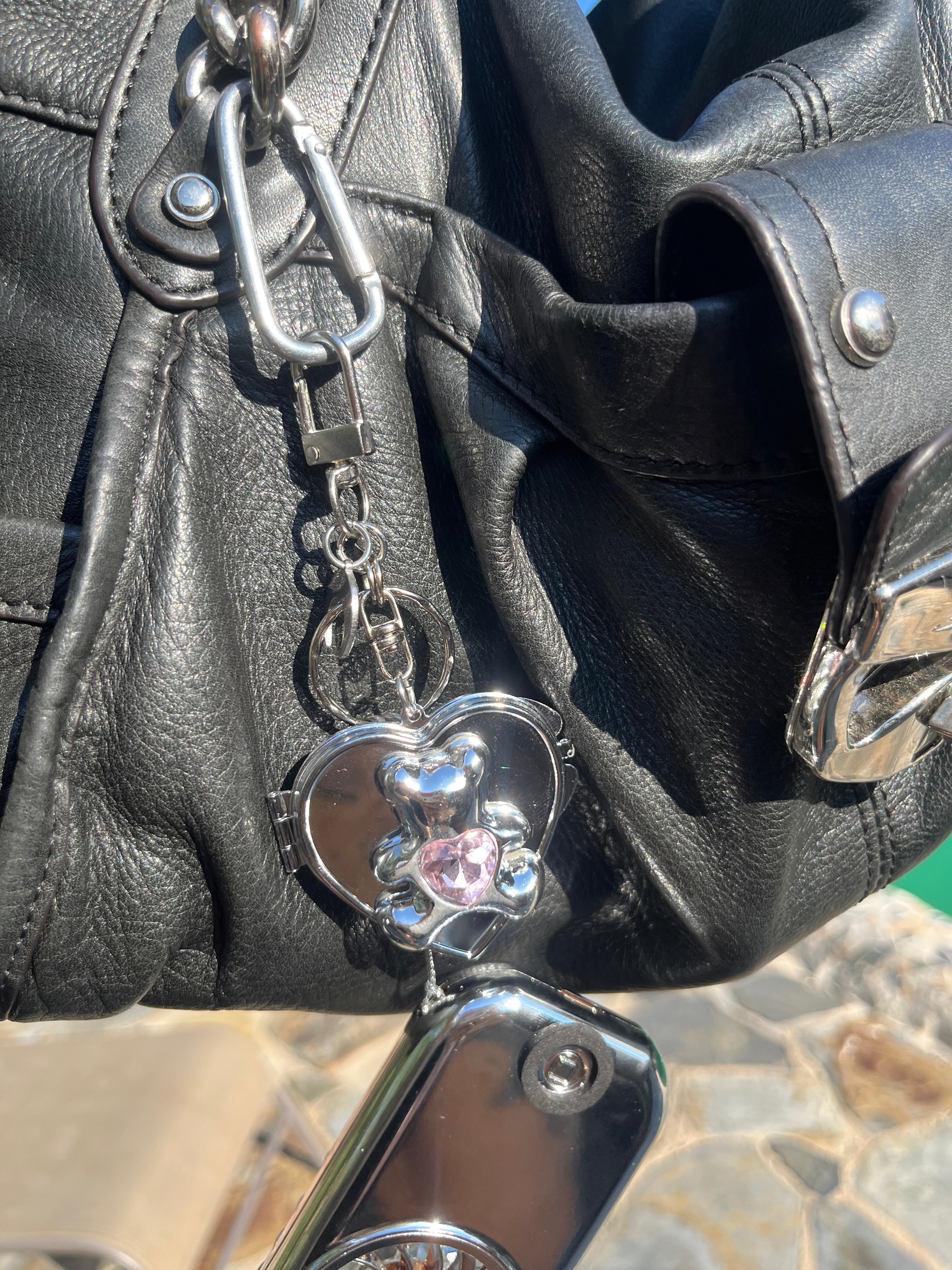 Mini-fan and pocket mirror bag jewelry