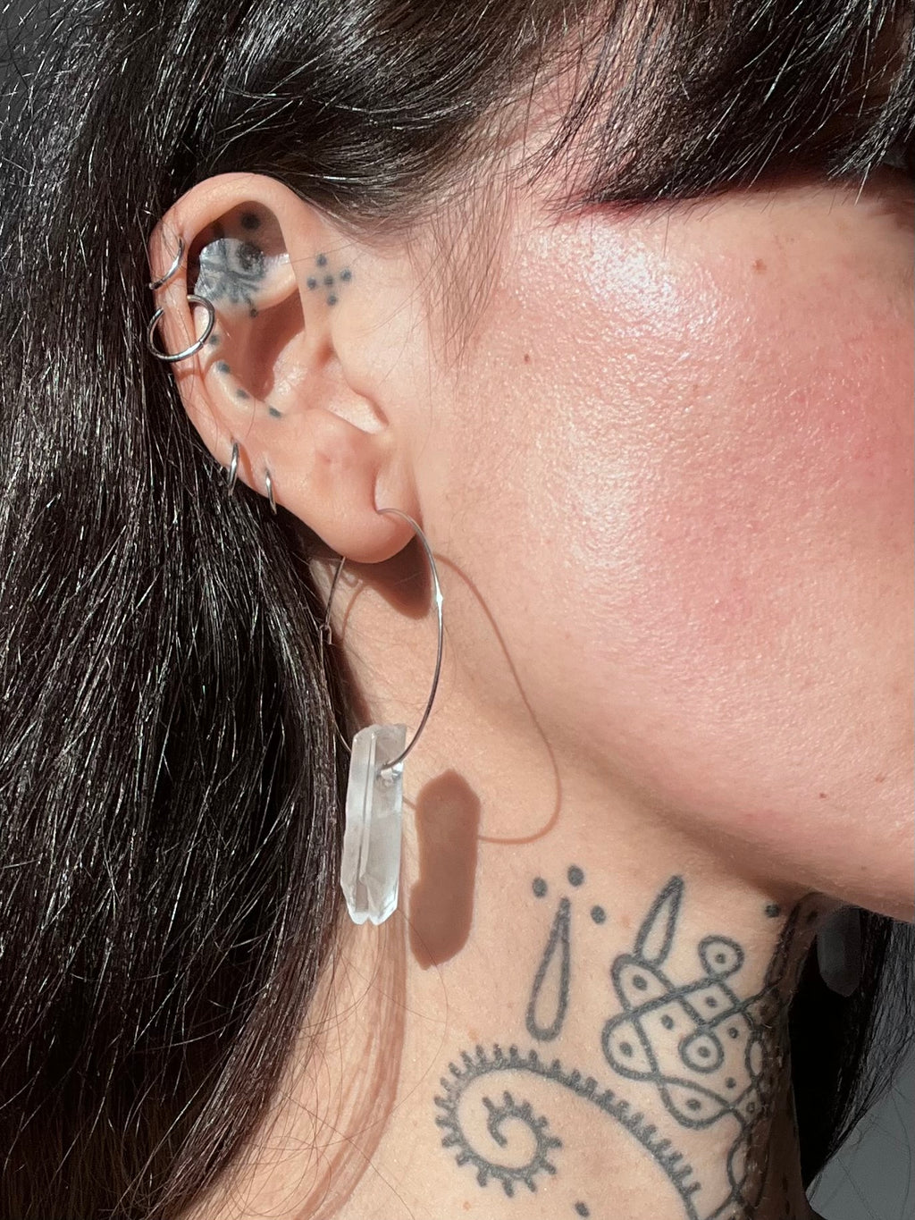 Quartz hoop earrings