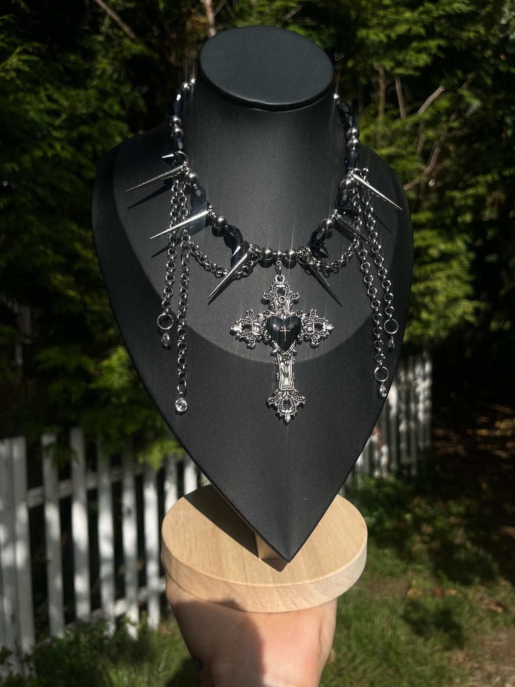 Black Heart Gothic Cross Necklace