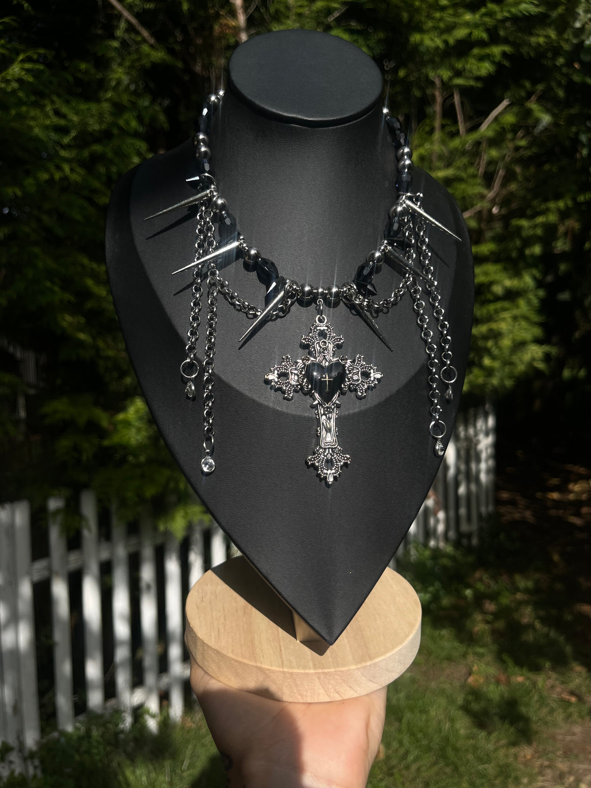 Black Heart Gothic Cross Necklace