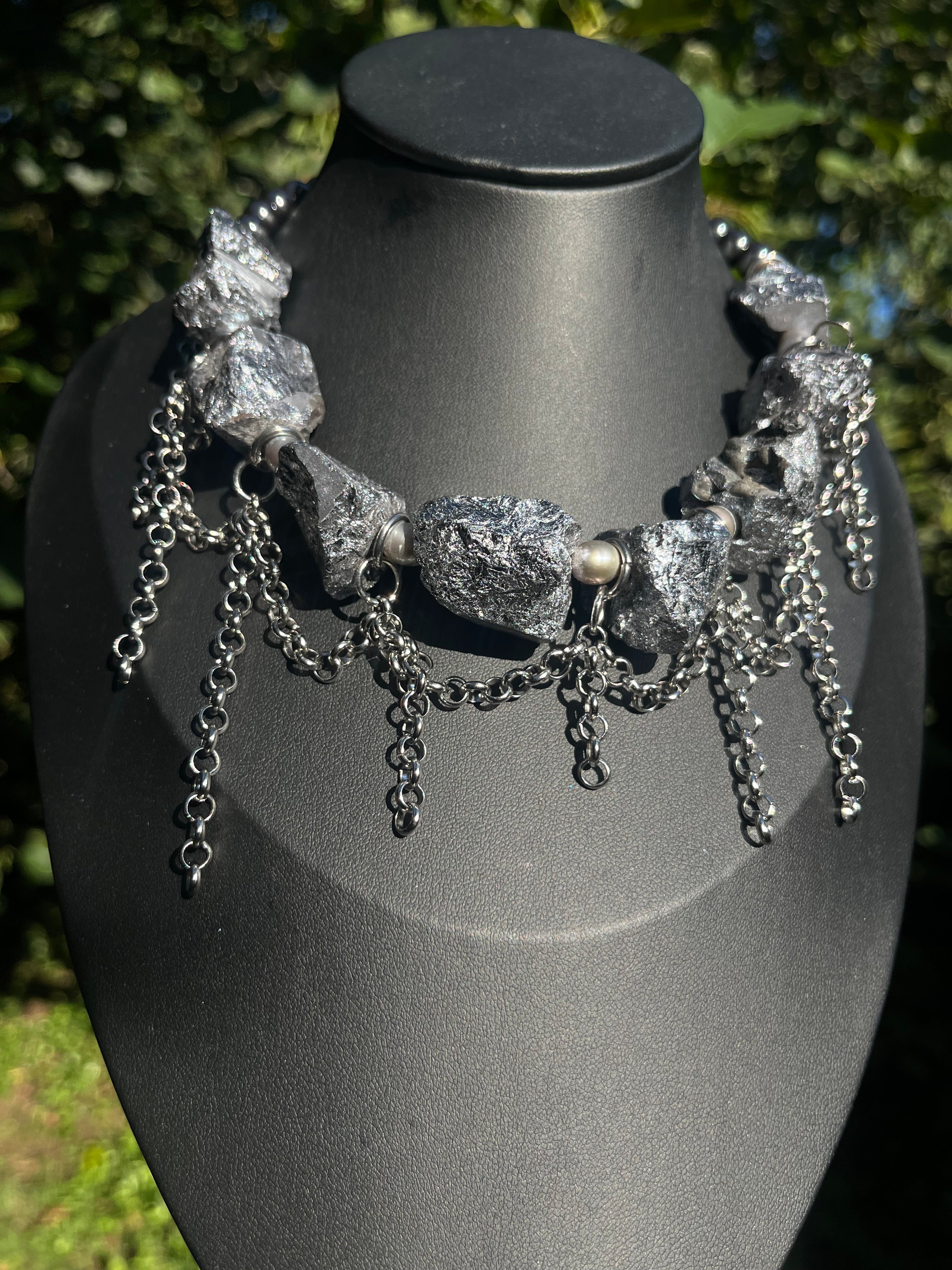 Ocean’s Relic — Raw Hematite Necklace