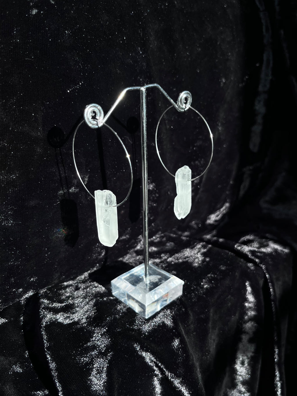 Quartz hoop earrings