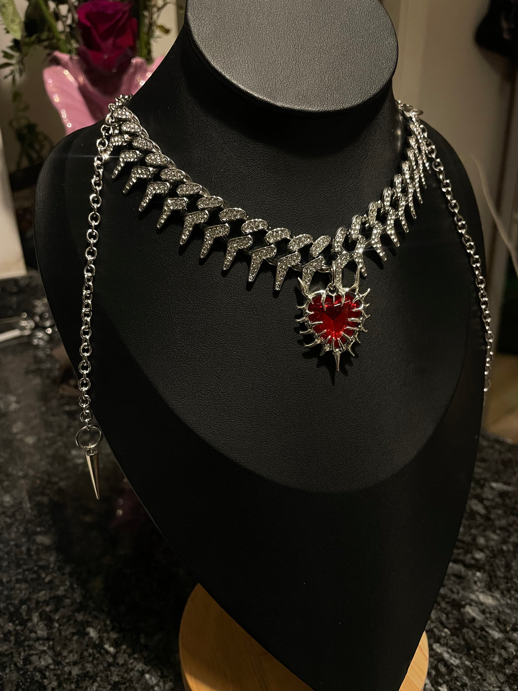 Red Rhinestone Heart necklace