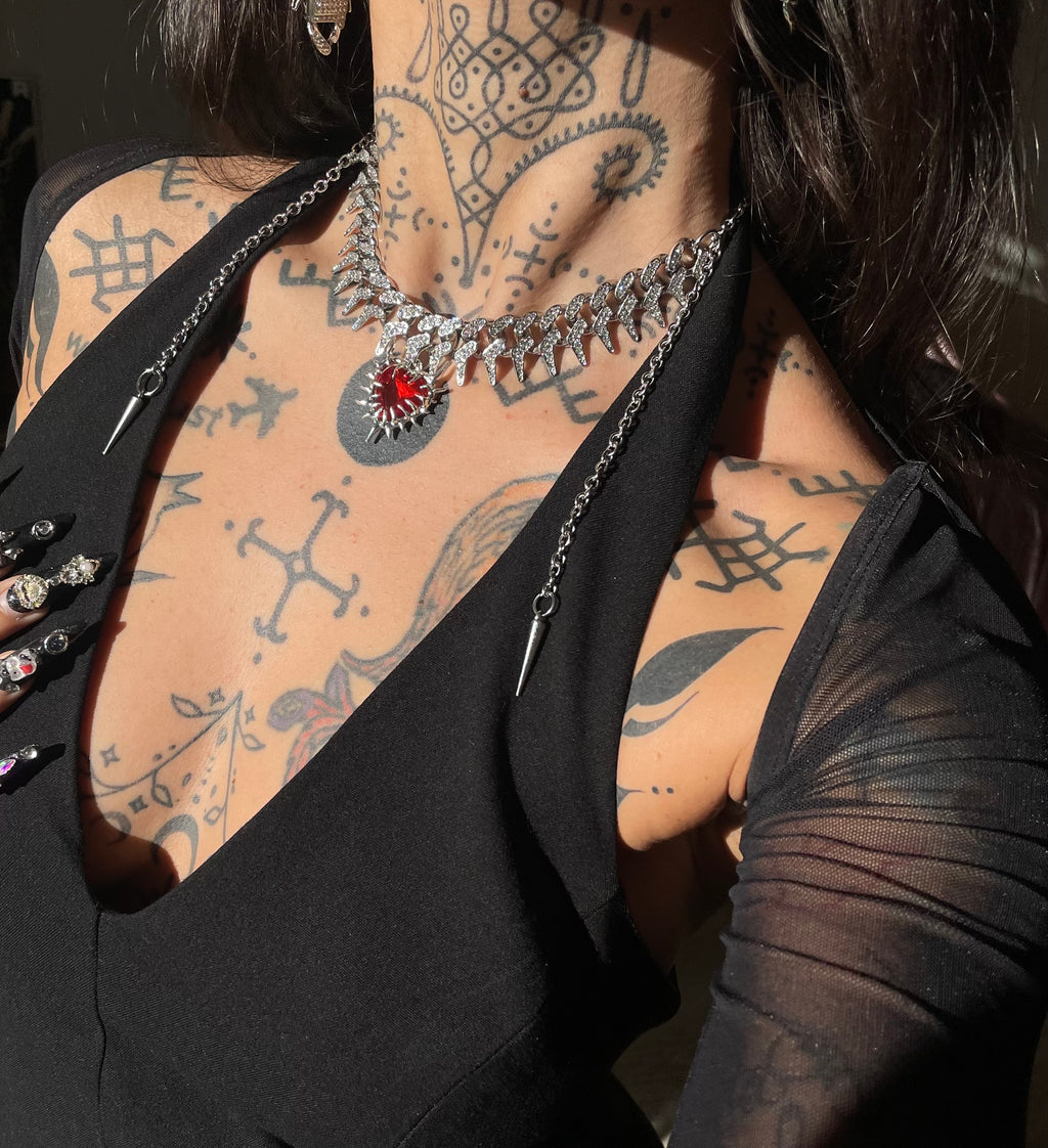 Red Rhinestone Heart necklace