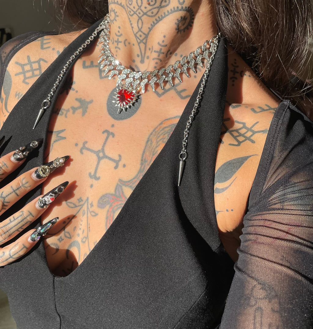 Red Rhinestone Heart necklace