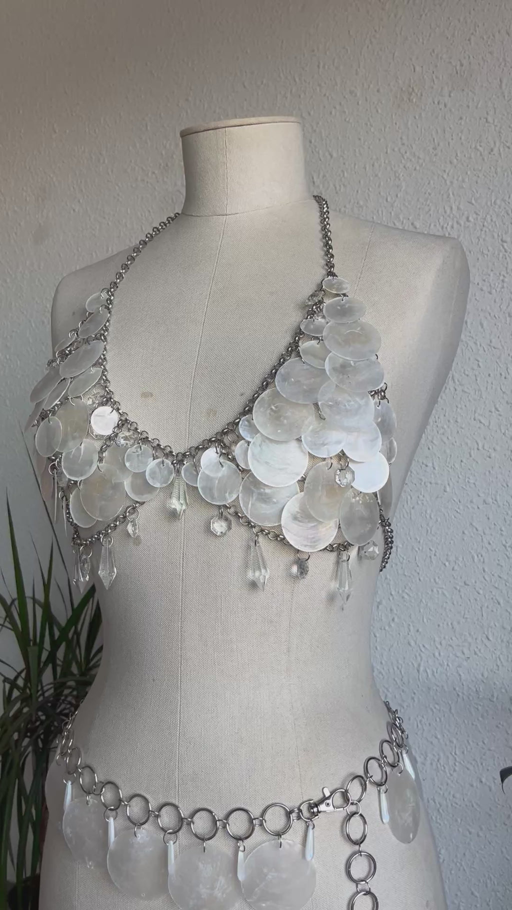 “Nereid” handmade capiz shell body jewelry