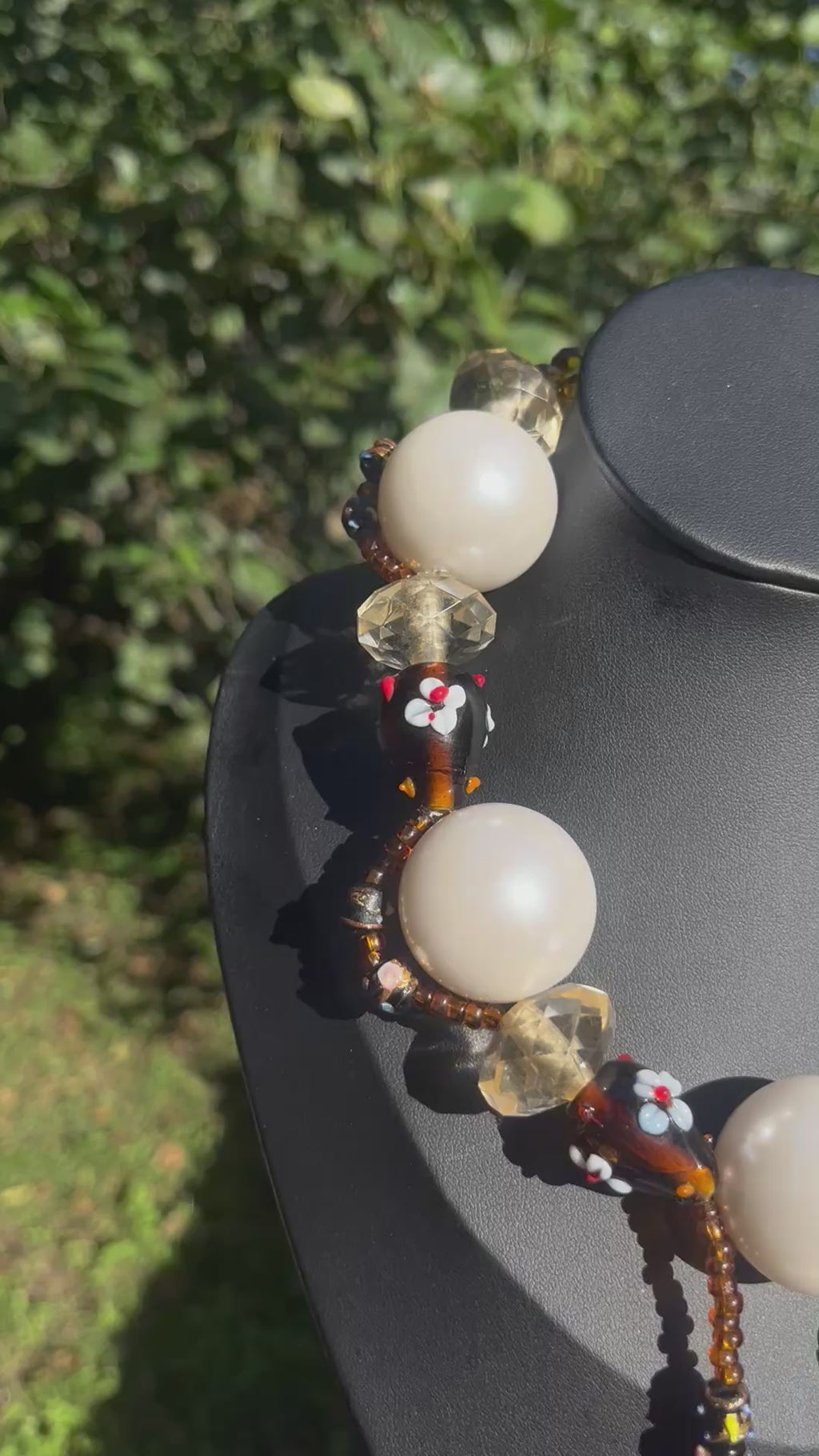 One-of-a-Kind Vintage Glass & Pearl Bead Necklace | Upcycled Vintage Jewelry