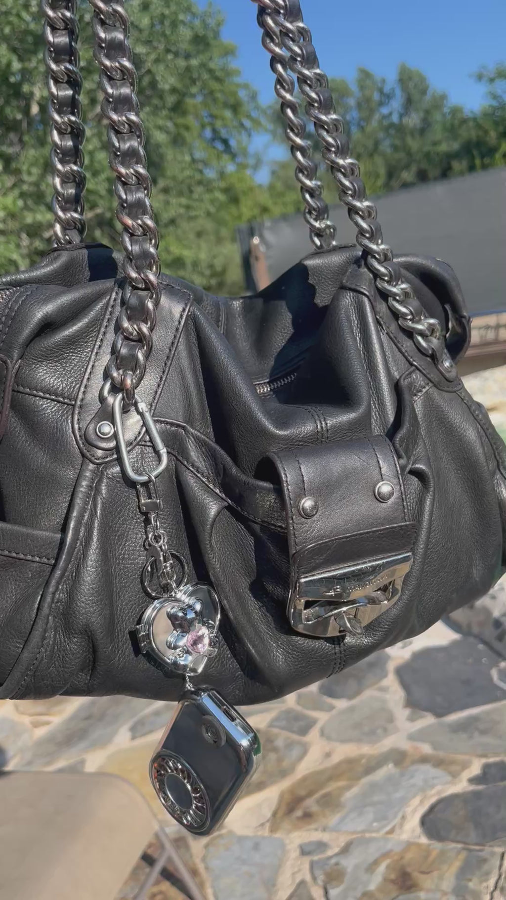Mini-fan and pocket mirror bag jewelry